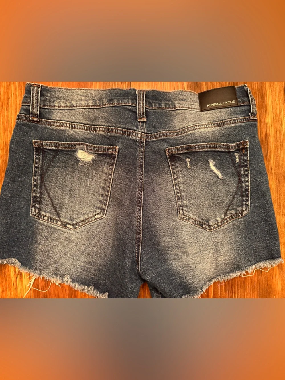 Kendall & Kylie High Rise Denim Shorts Size 11/30 Blue Jean Distressed - Picture 2 of 4